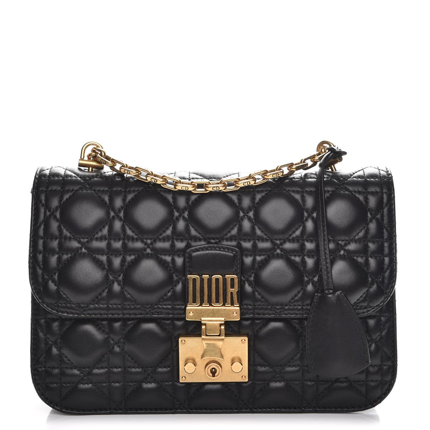 Lambskin Cannage Large Dioraddict Flap Bag Black