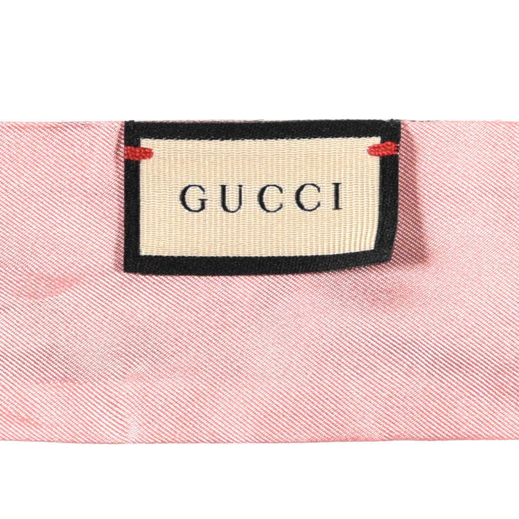Silk Twill GG Monogram Special Flory Neck Bow Scarf Beige Pink