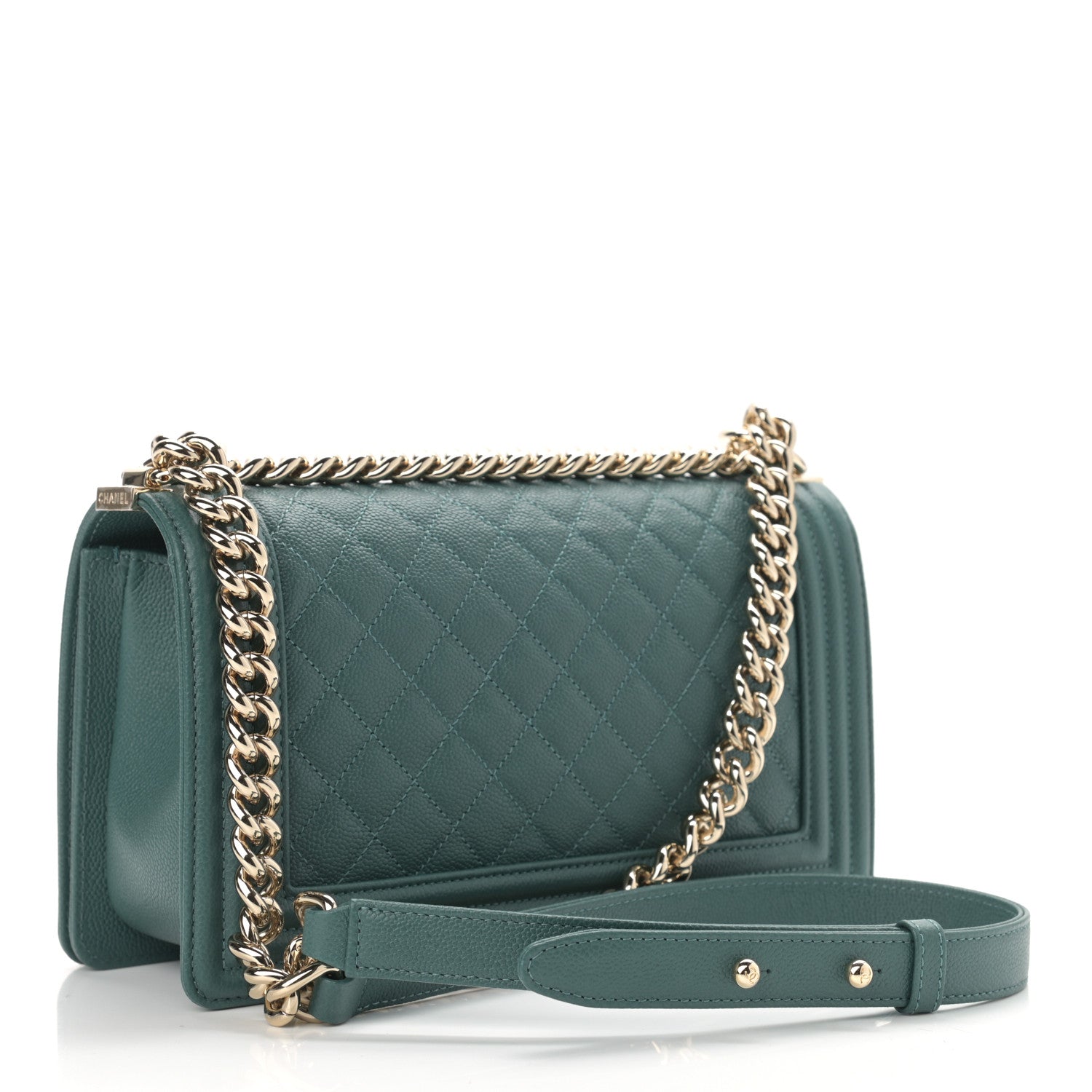Chanel Caviar Quilted Medium Boy Flap Dark Green 3 of 10