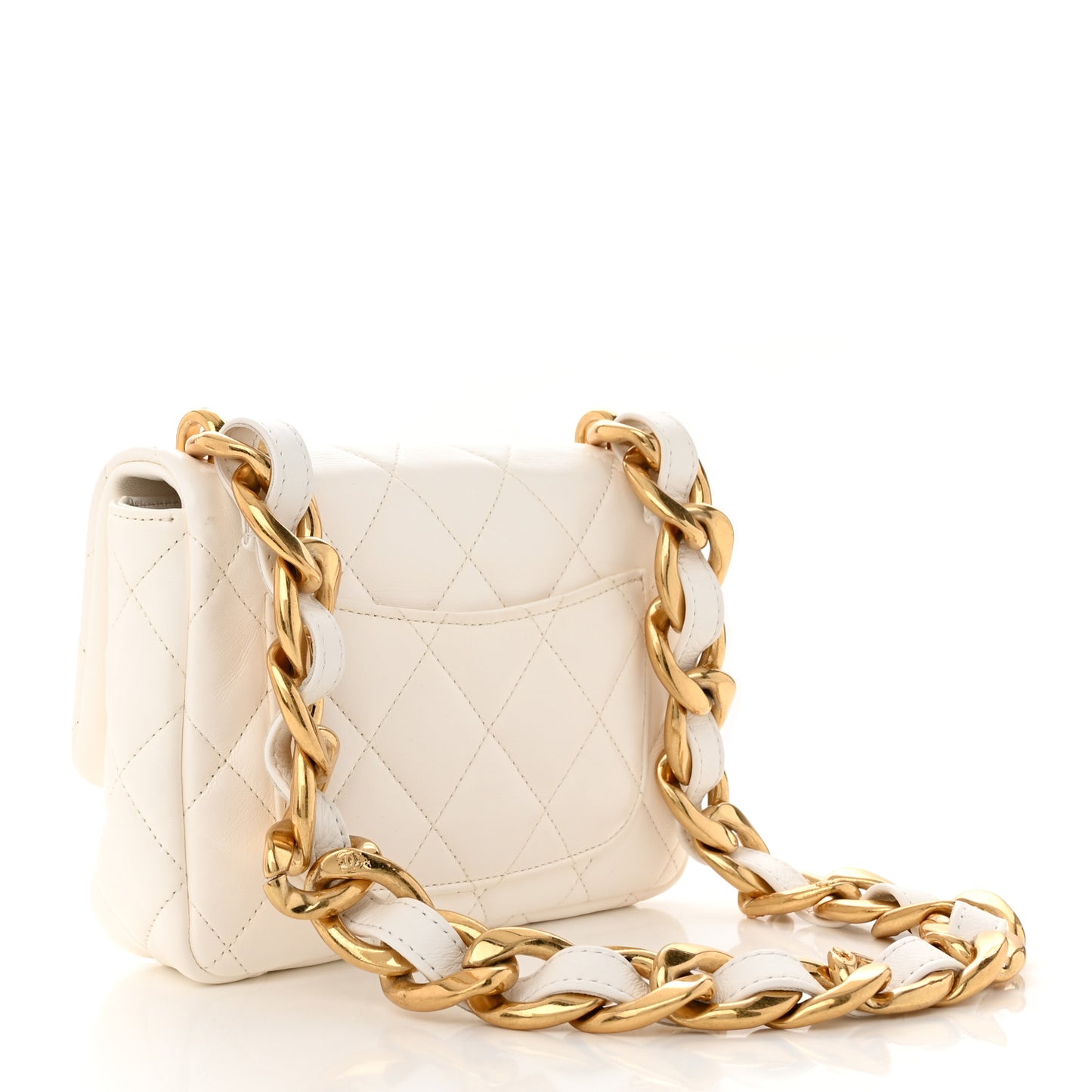 Lambskin Quilted Mini Funky Town Flap White