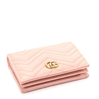 Gucci Calfskin Matelasse GG Marmont Card Case Wallet Perfect Pink 4 of 7