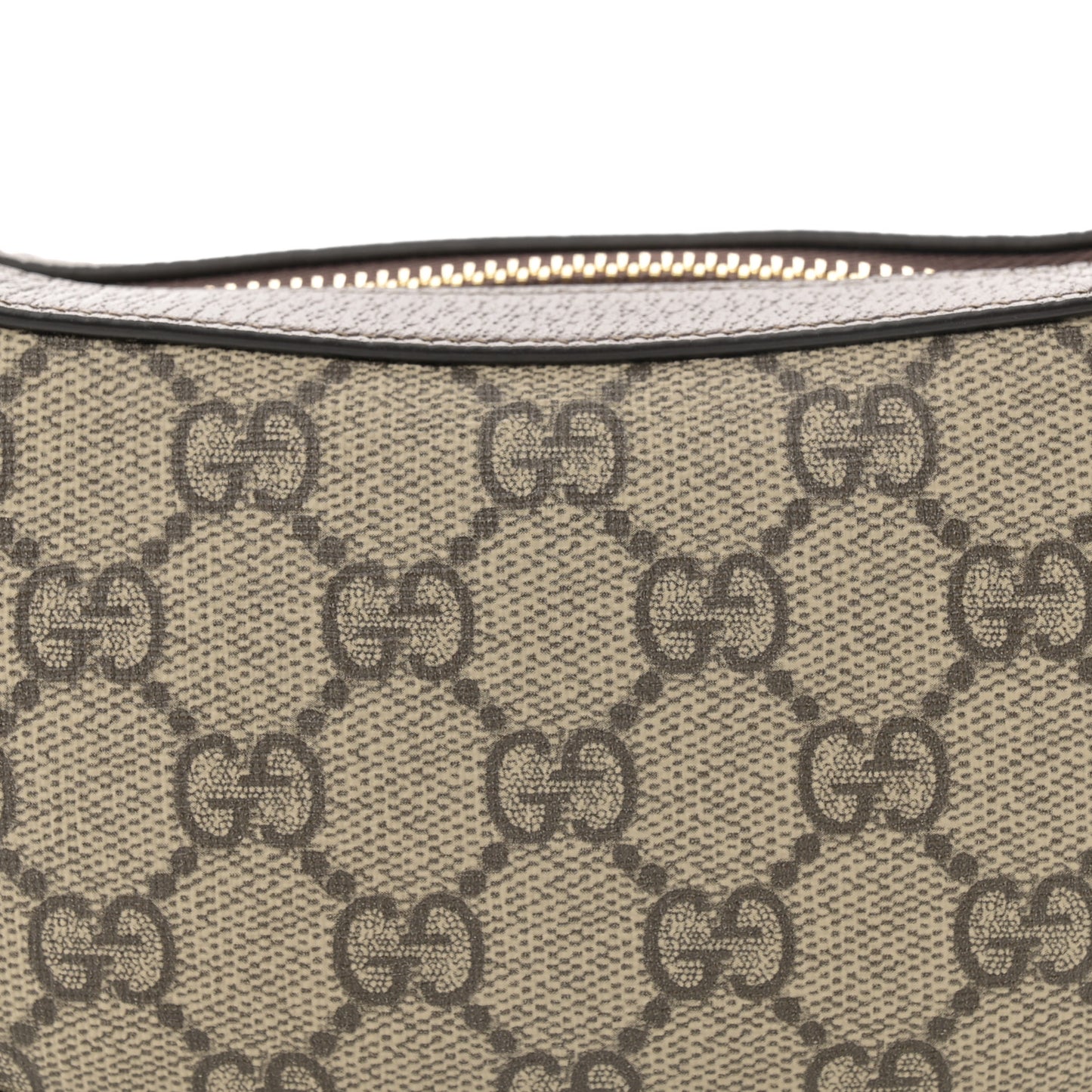 GG Supreme Monogram Textured Calfskin Web Mini Ophidia Half Moon Hobo Beige Ebony New Acero