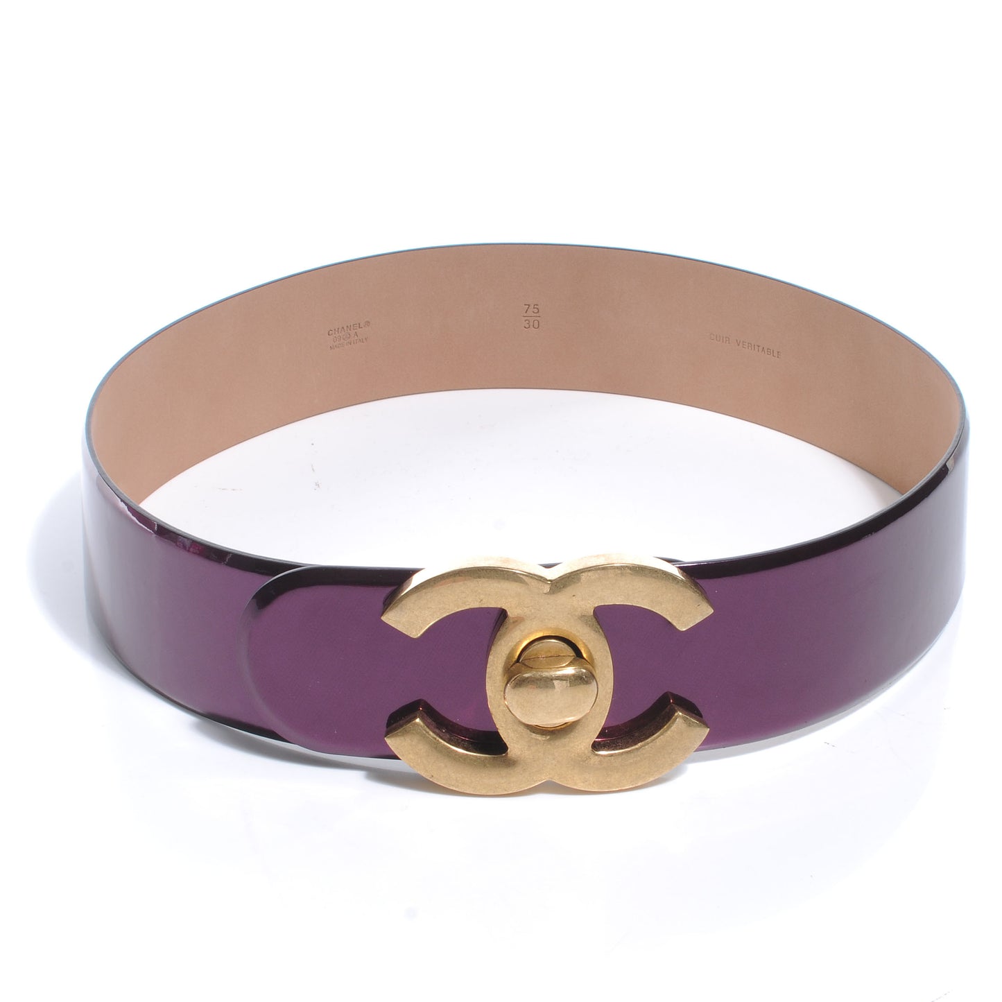 Patent Leather CC Logo Belt 75 30 Purple