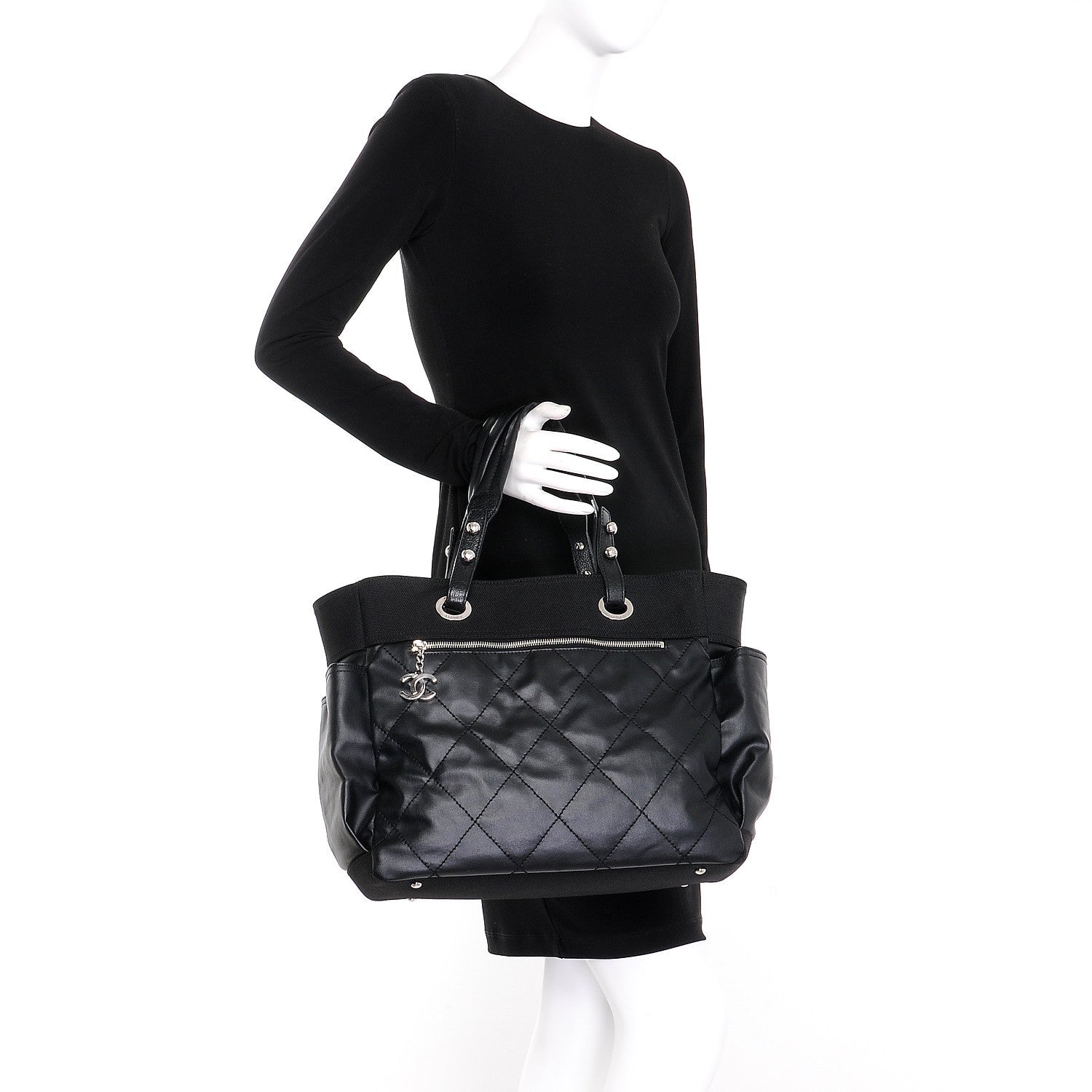 Chanel Coated Canvas Large Paris Biarritz Tote Black 2 of 15