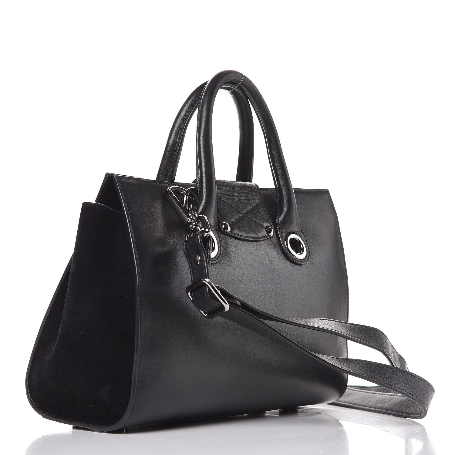 Jimmy Choo Calfskin Suede Small Riley Tote Black 290595 – FASHIONPHILE