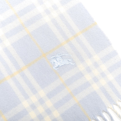 Burberry Lambswool Check Fringe Scarf Light Blue 3 of 5