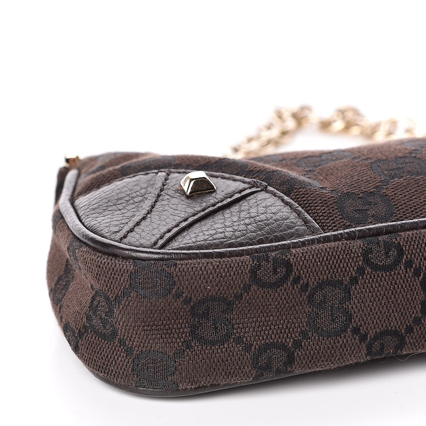 Monogram Studded Chain Clutch Dark Brown