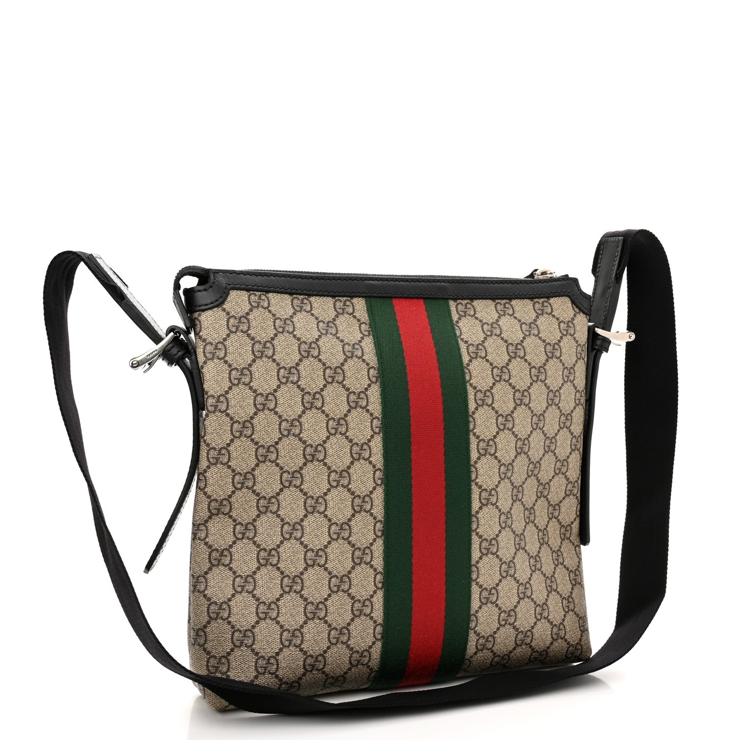 GG Supreme Monogram Web Messenger Bag Black