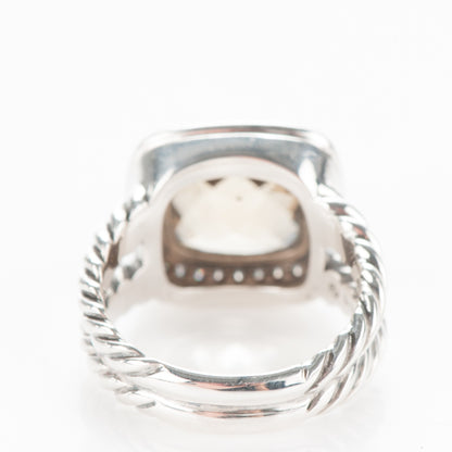David Yurman Sterling Silver Diamond Champagne Citrine 11mm Albion Ring 54 7 4 of 5