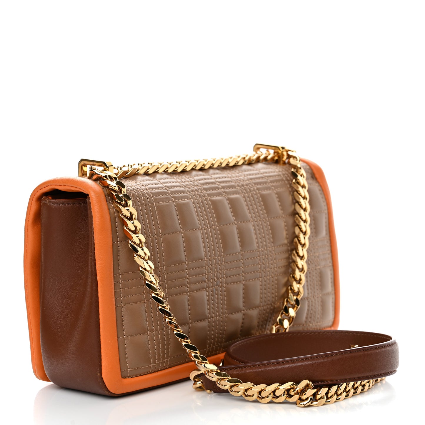 Lambskin Quilted Small Lola Bag Brown