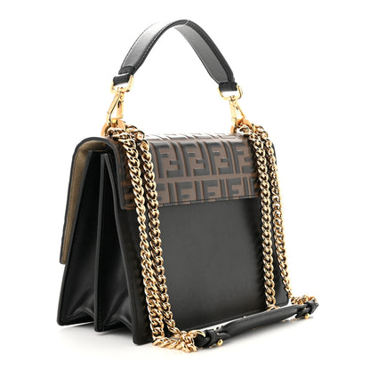 Fendi Vitello Liberty Bi-Color FF 1974 Embossed Chain Strap Kan U Shoulder Bag Black Maya 3 of 10