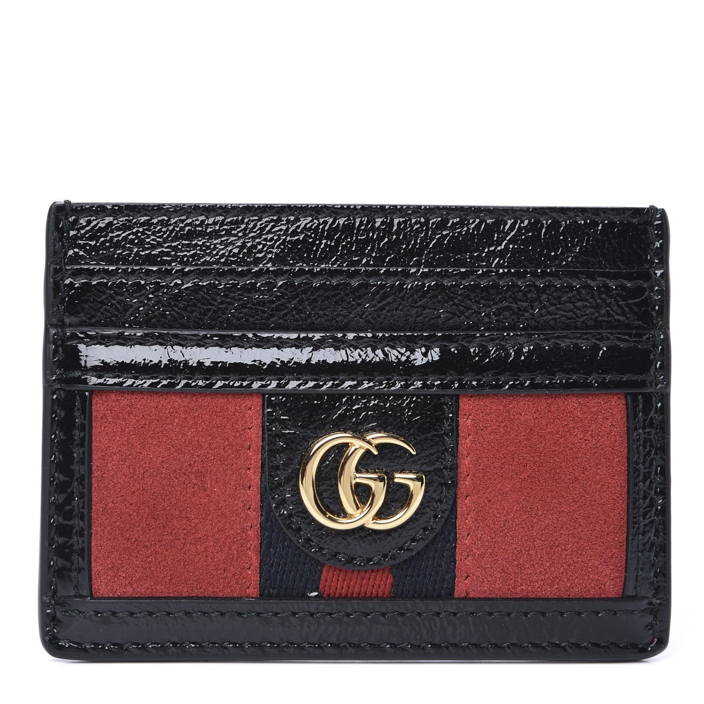 Suede Patent Ophidia Card Holder Hibiscus Red Black