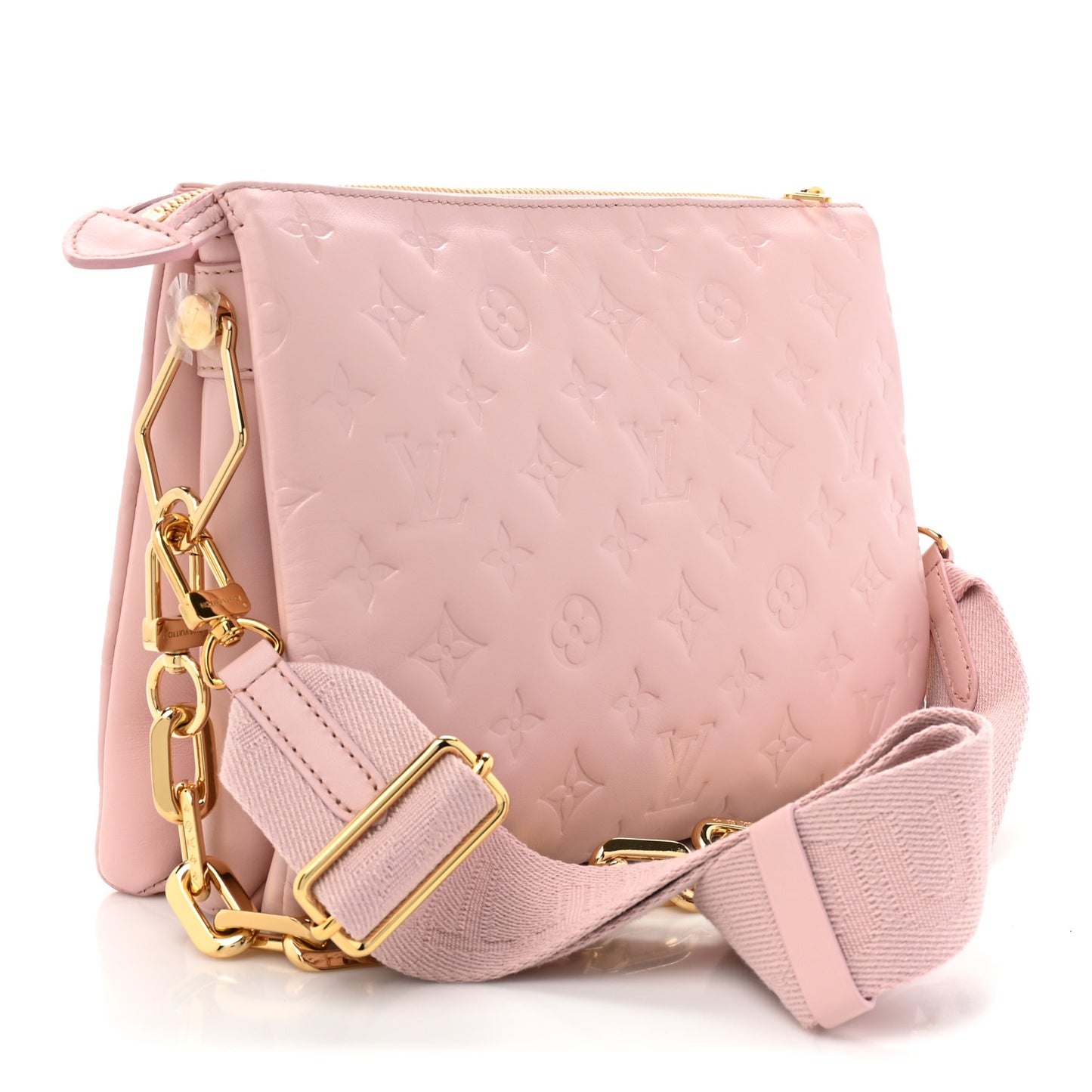 LOUIS VUITTON Lambskin Embossed Monogram Coussin PM Rose
