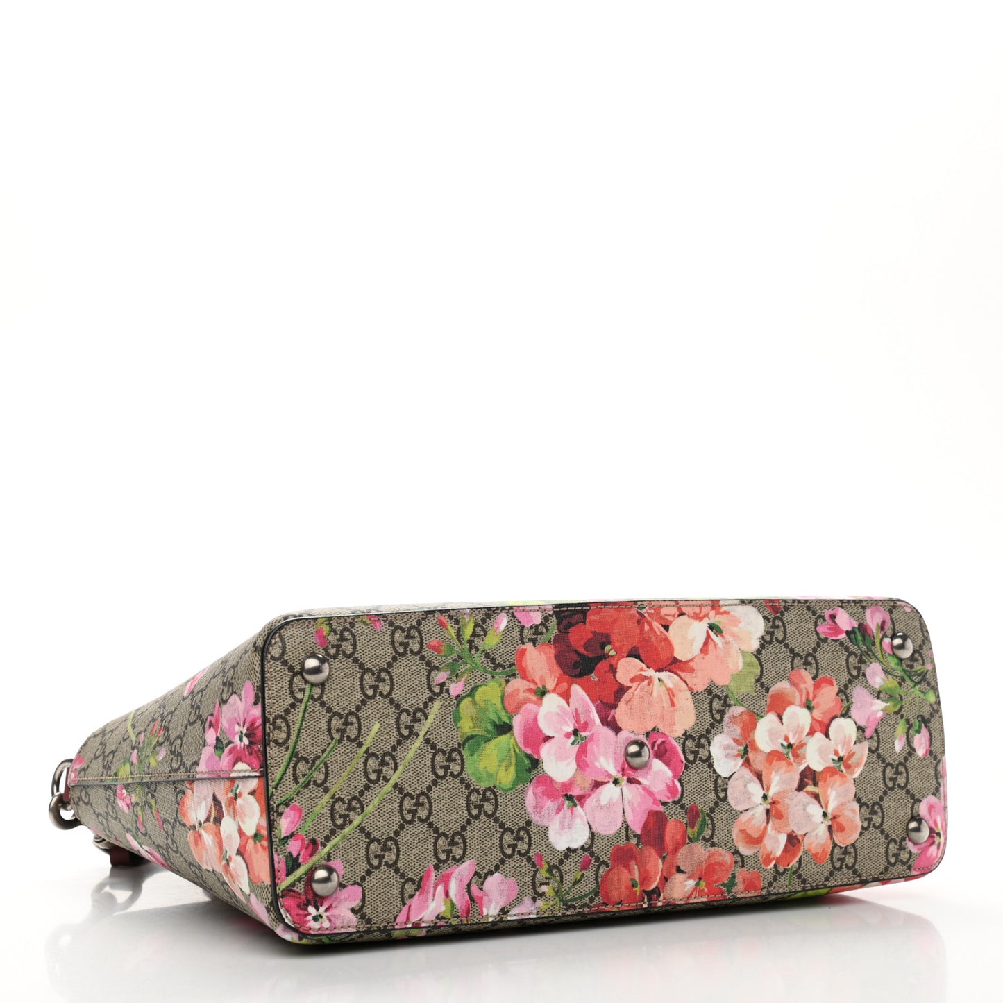 GG Supreme Monogram Blooms Small Zip Top Tote Beige Multicolor Dry Rose