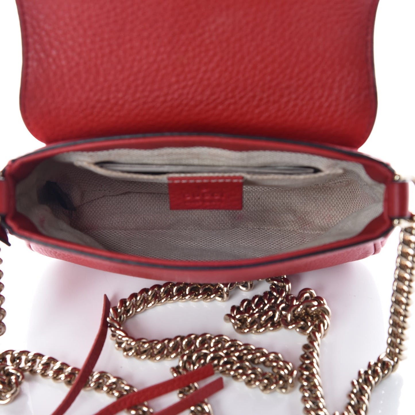 Pebbled Calfskin Small Soho Flap Crossbody Red
