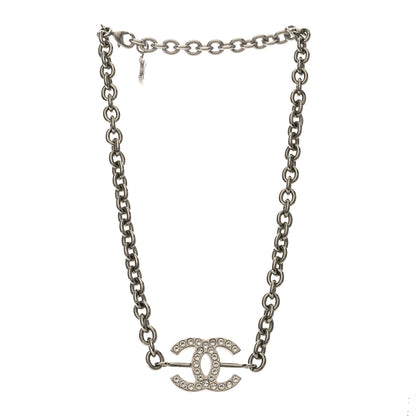 Chanel Metal Strass Chain Link Necklace Silver 3 of 5