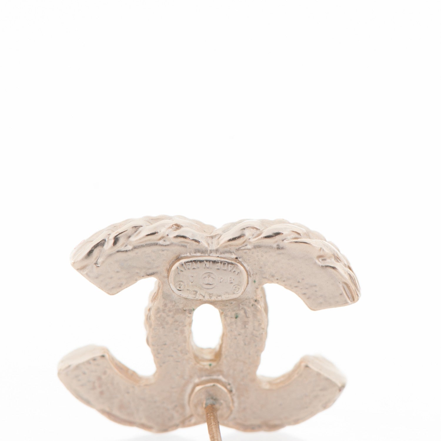 Chanel Enamel CC Earrings Beige Gold 4 of 4