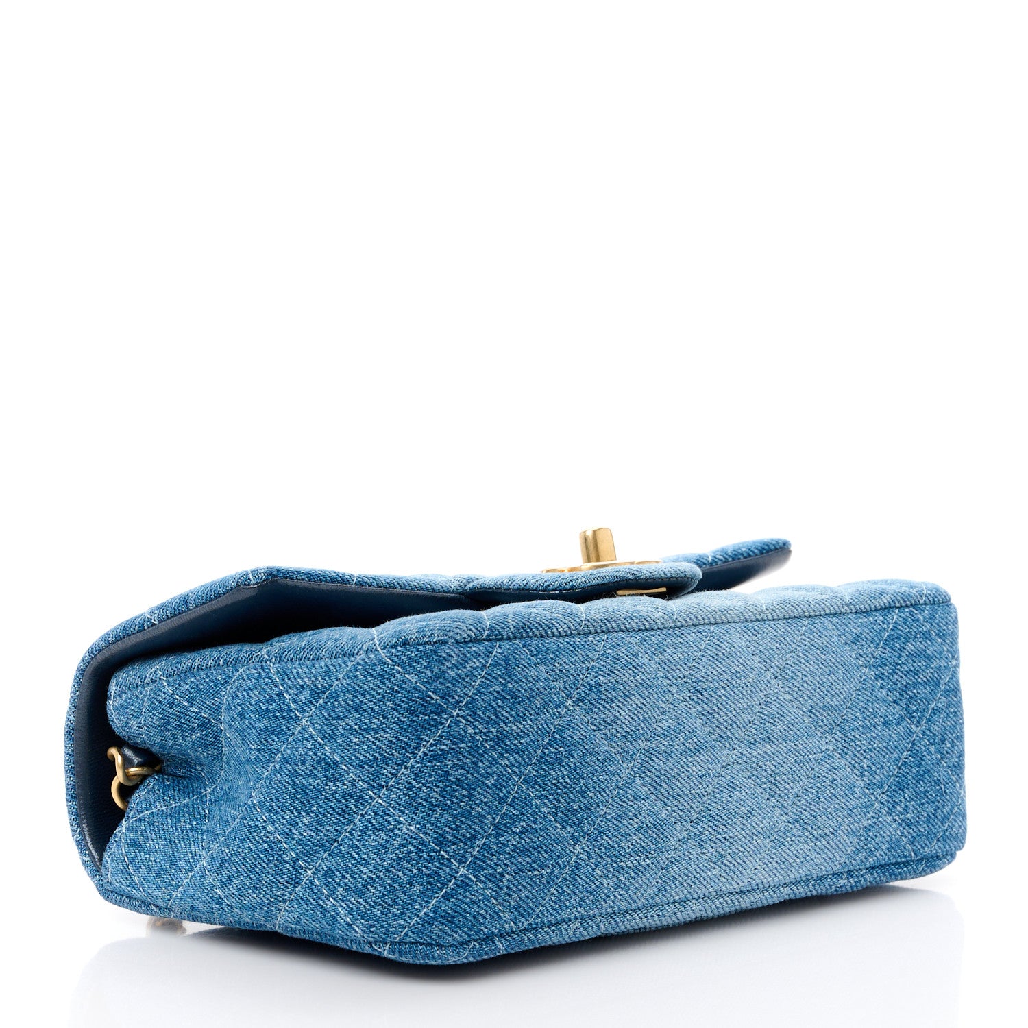 Chanel Washed Denim Quilted Mini Rectangular Flap Blue 4 of 15