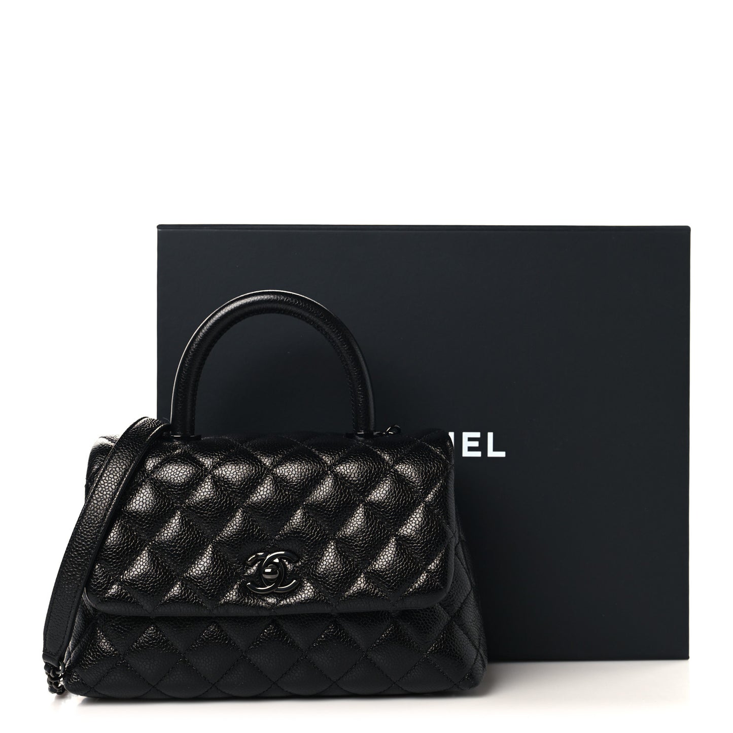 Caviar Quilted Mini Coco Handle Flap So Black