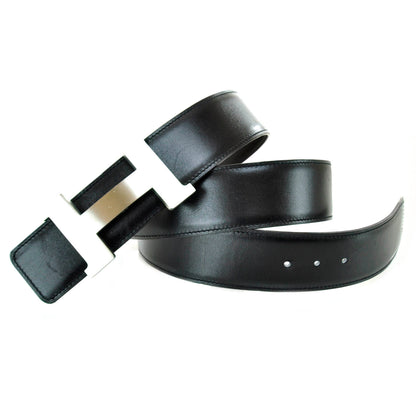 Hermes Mens Leather Reversible H Belt 105 Noir Chocolate 3 of 5