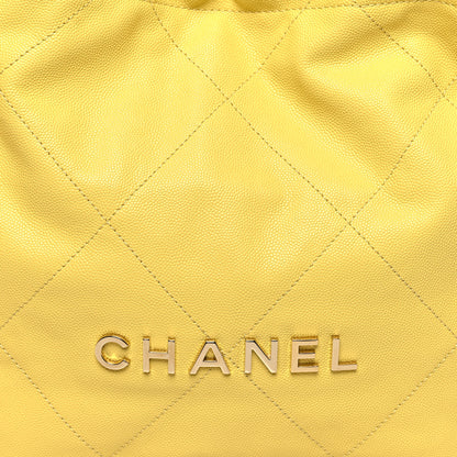 Chanel Shiny Caviar Quilted Small Chanel 22 Yellow 10 of 12