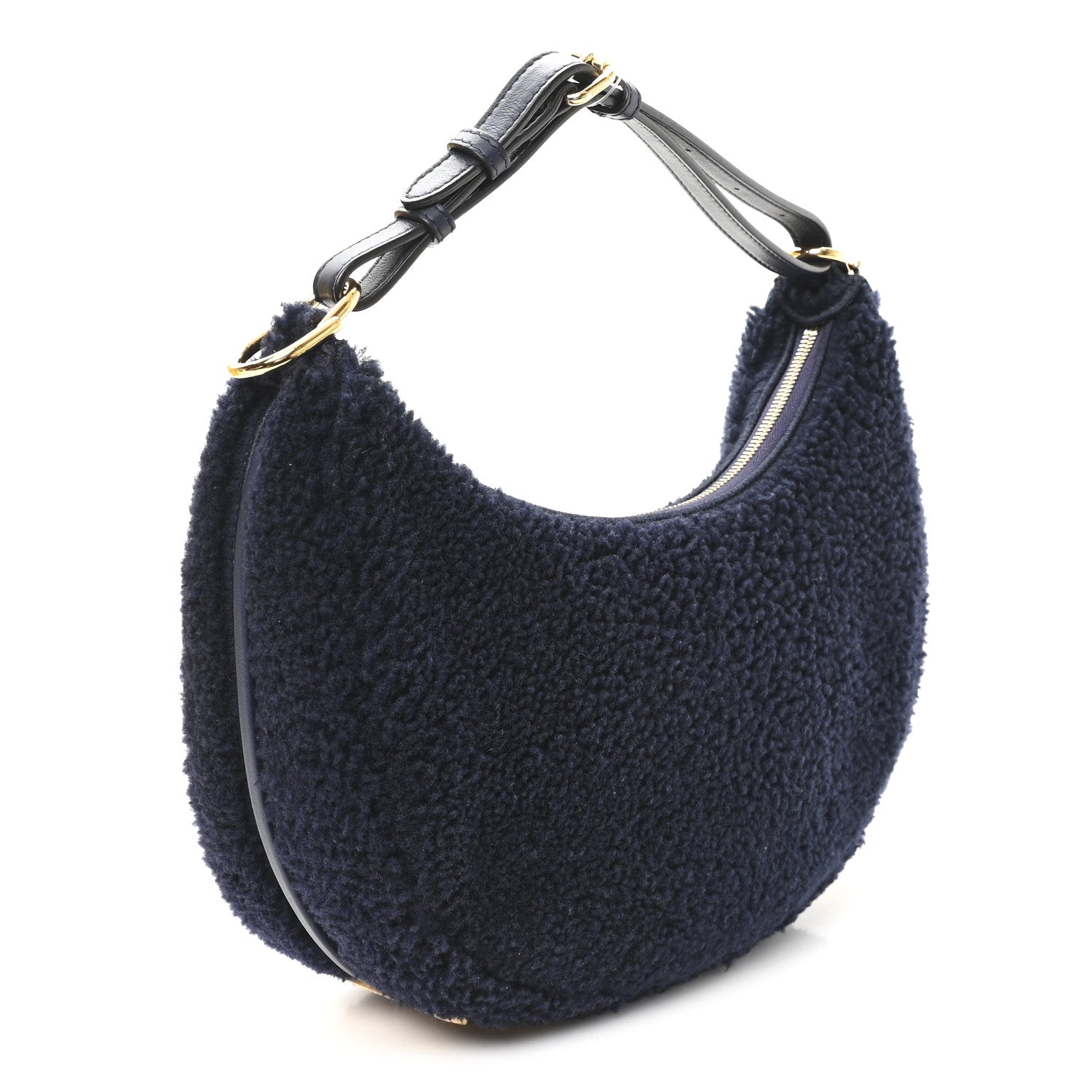 Fendi Sheep Fur Vitello Grace Small Fendigraphy Hobo Midnight 3 of 11