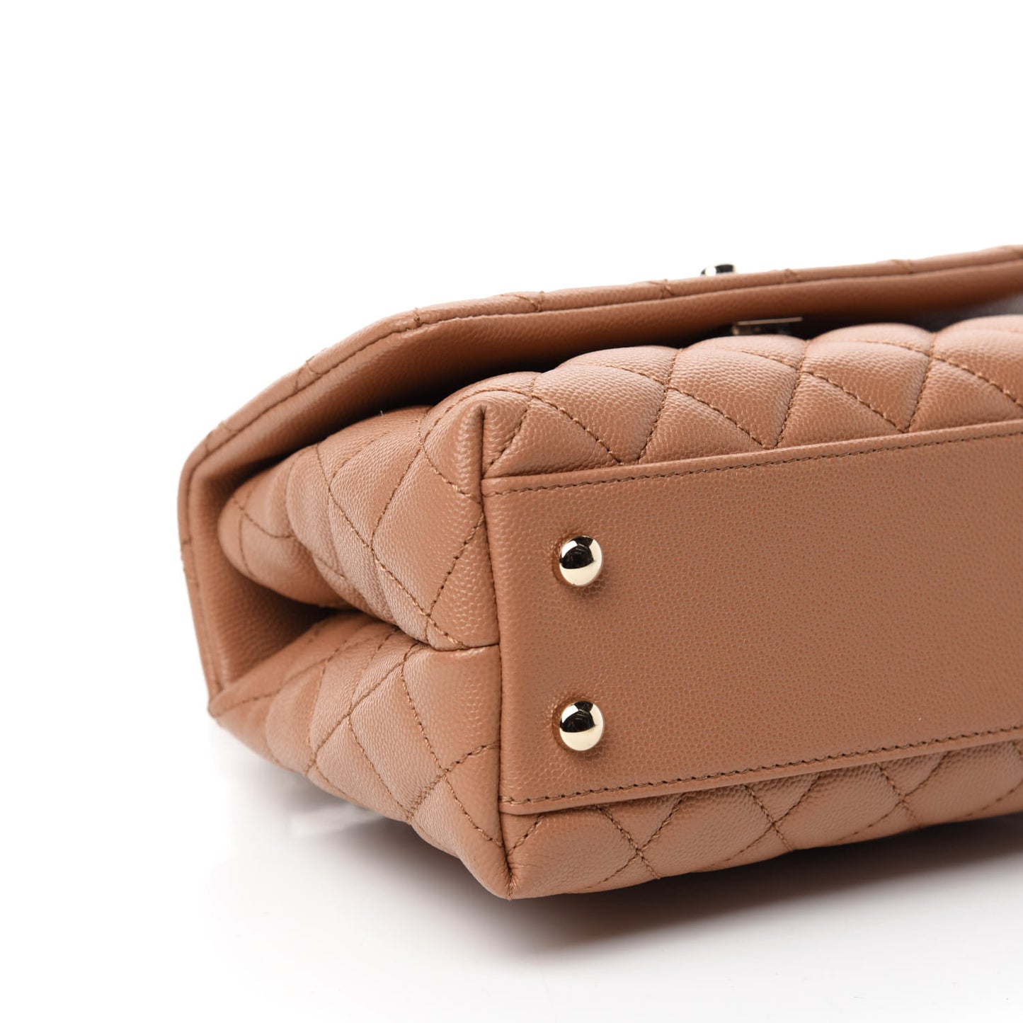 Caviar Quilted Mini Coco Handle Flap Brown