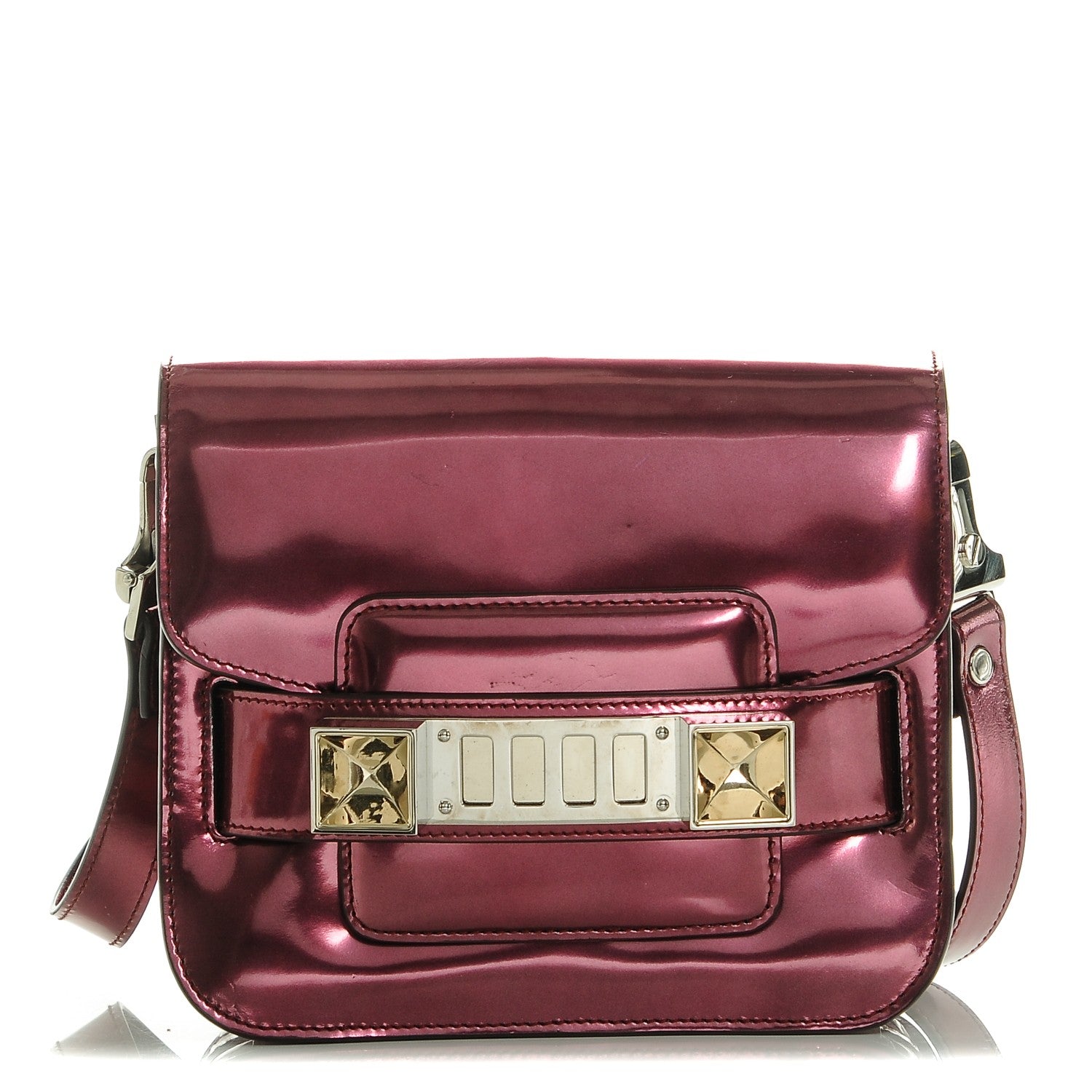 Proenza Schouler Metallic Patent Tiny PS11 Shoulder Bag Bordeaux Pink 1 of 6