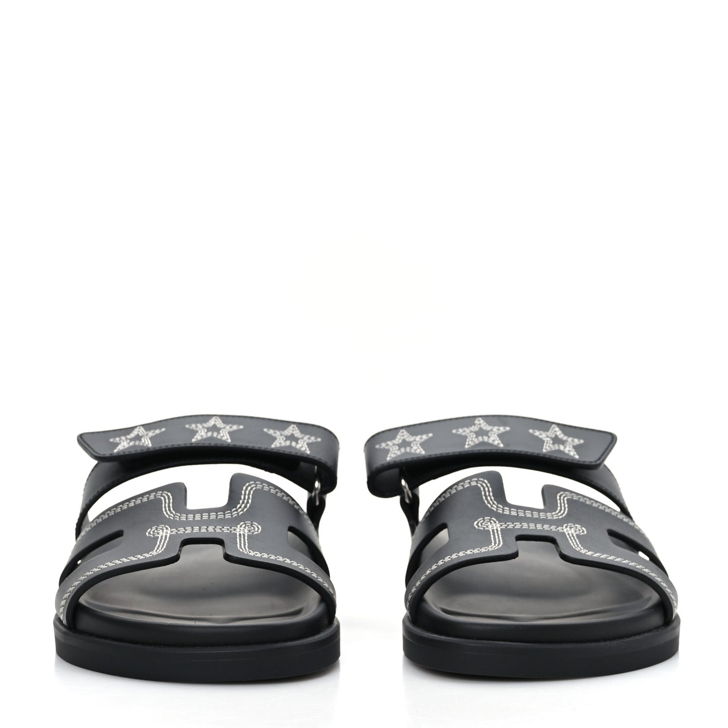 Calfskin Womens Embroidered Chypre Sandals 36.5 Black