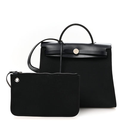 Hermes Military Toile Vache Hunter Herbag Zip PM 31 Black Bleu Indigo 3 of 11