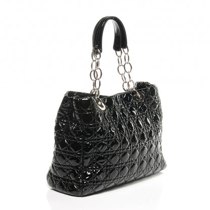 Christian Dior Patent Cannage Dior Soft Shopping Tote Black 3 of 7
