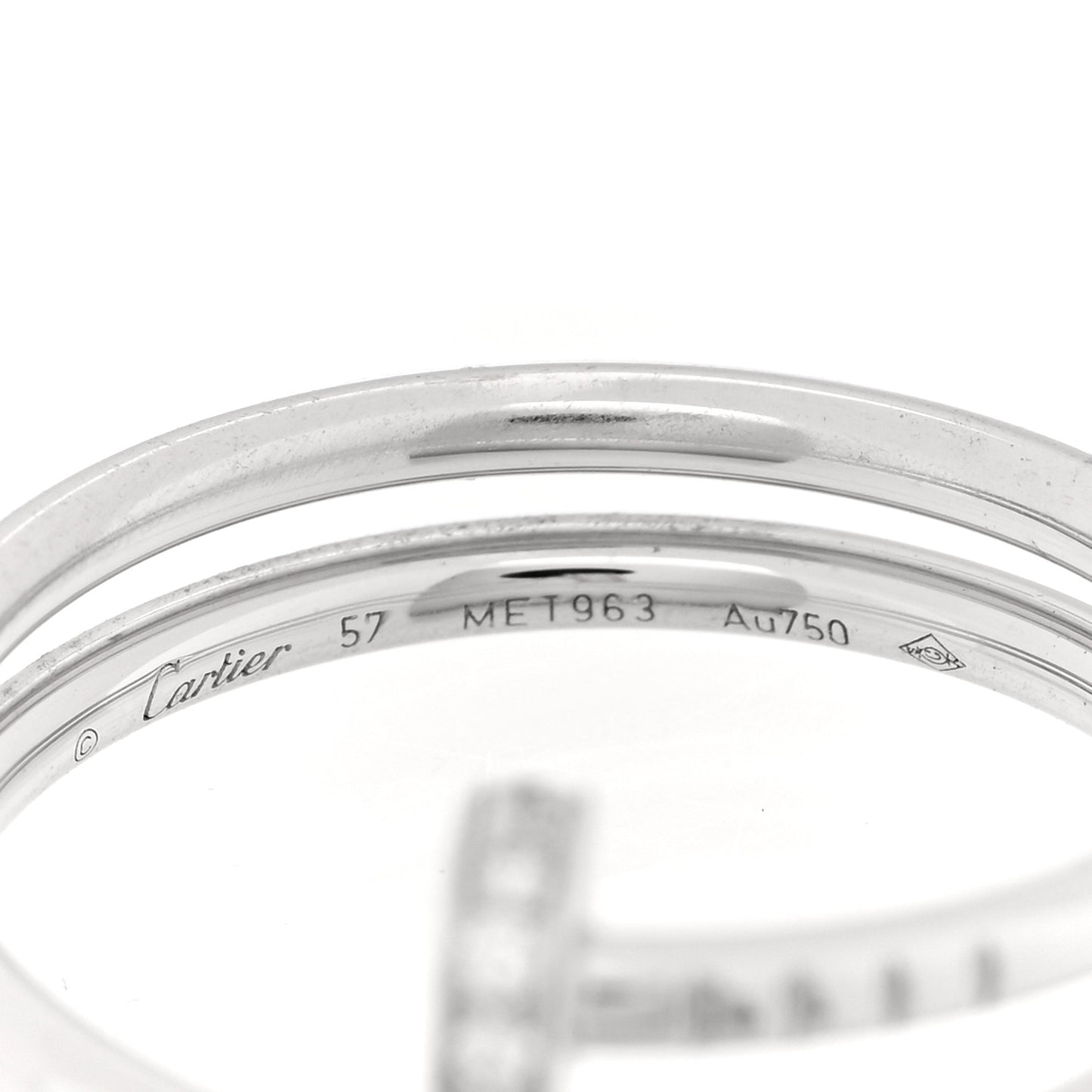 18K White Gold Diamond Double Juste Un Clou Ring 57 8