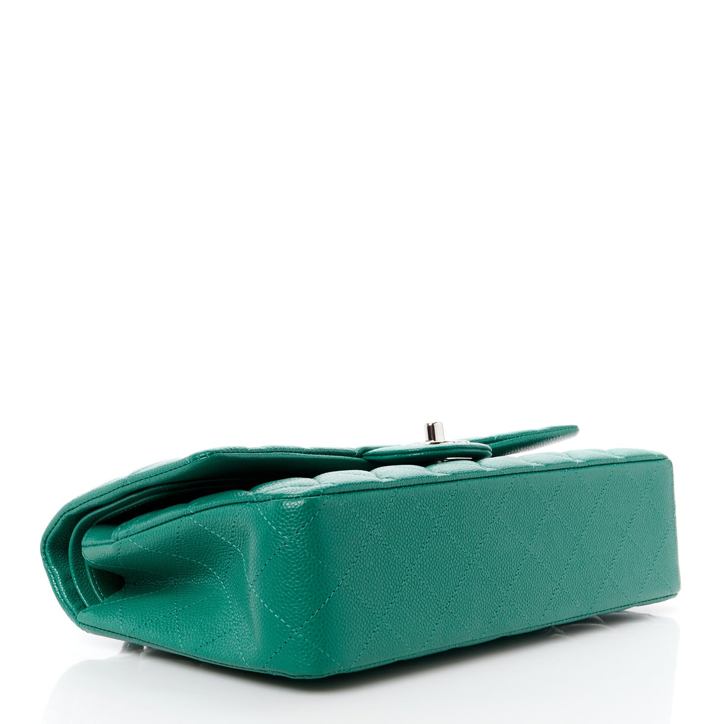 Caviar Quilted Medium Double Flap Green