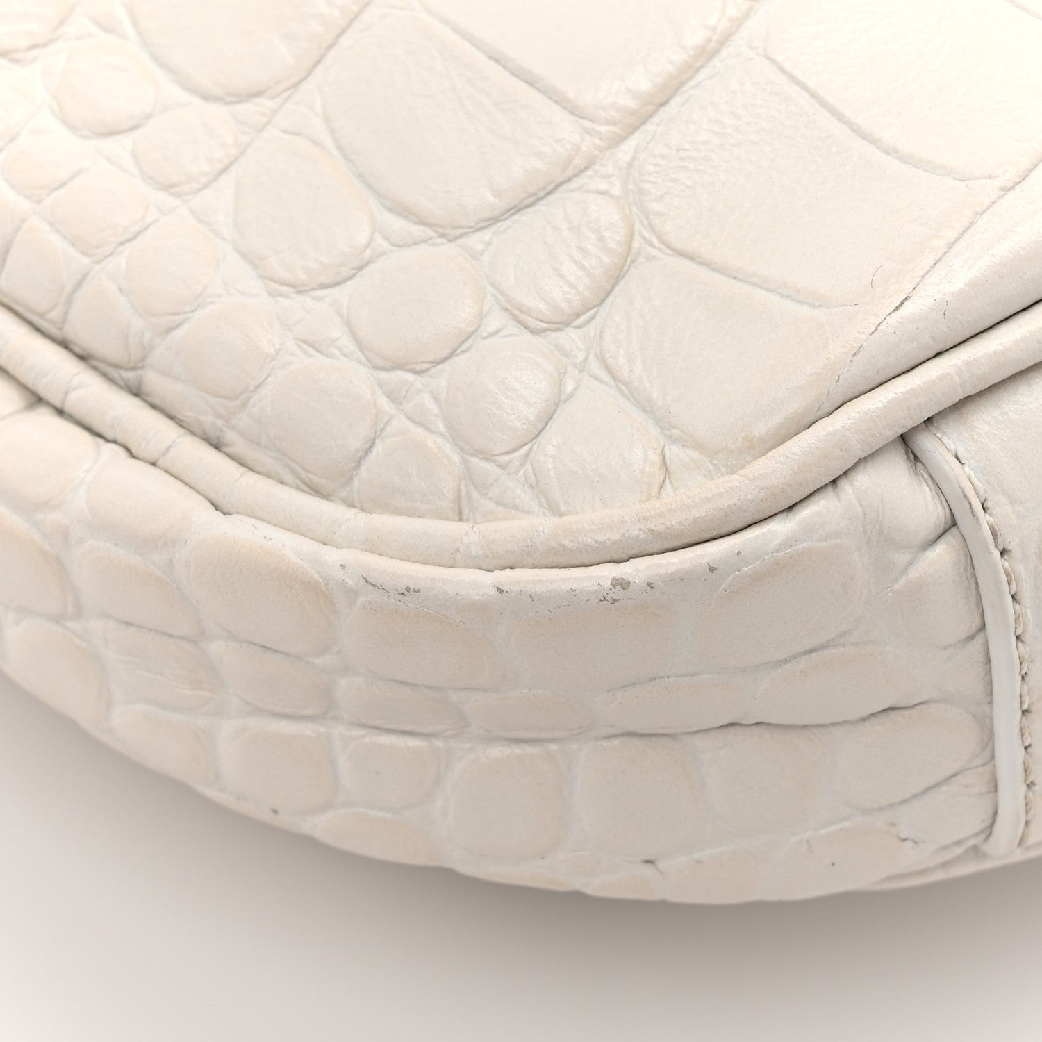 Balenciaga Extra Supple Calfskin Crocodile Embossed Le Cagole Mini Purse With Chain White 13 of 14