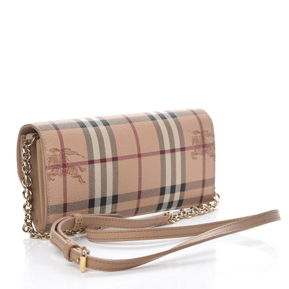 Burberry Haymarket Check Henley Wallet On Chain Mid Camel 3 of 11