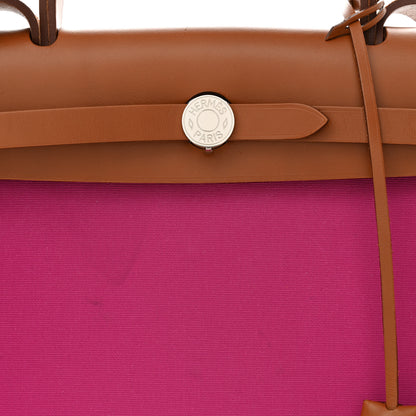 Hermes Vache Hunter Toile Herbag Zip 31 PM Magnolia Fauve 10 of 16