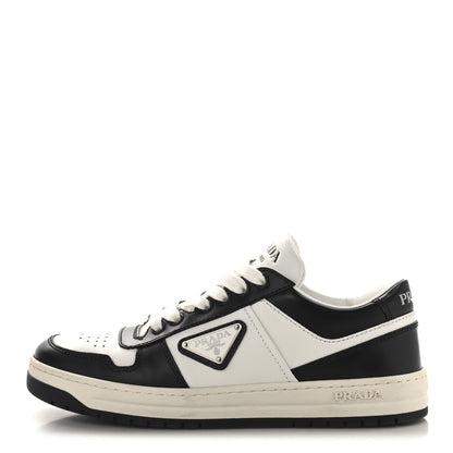 Prada Vitello Sport Spazzolato Rois Triangle Logo Womens Downtown Low Top 30mm Sneakers 37 White Black 1 of 10