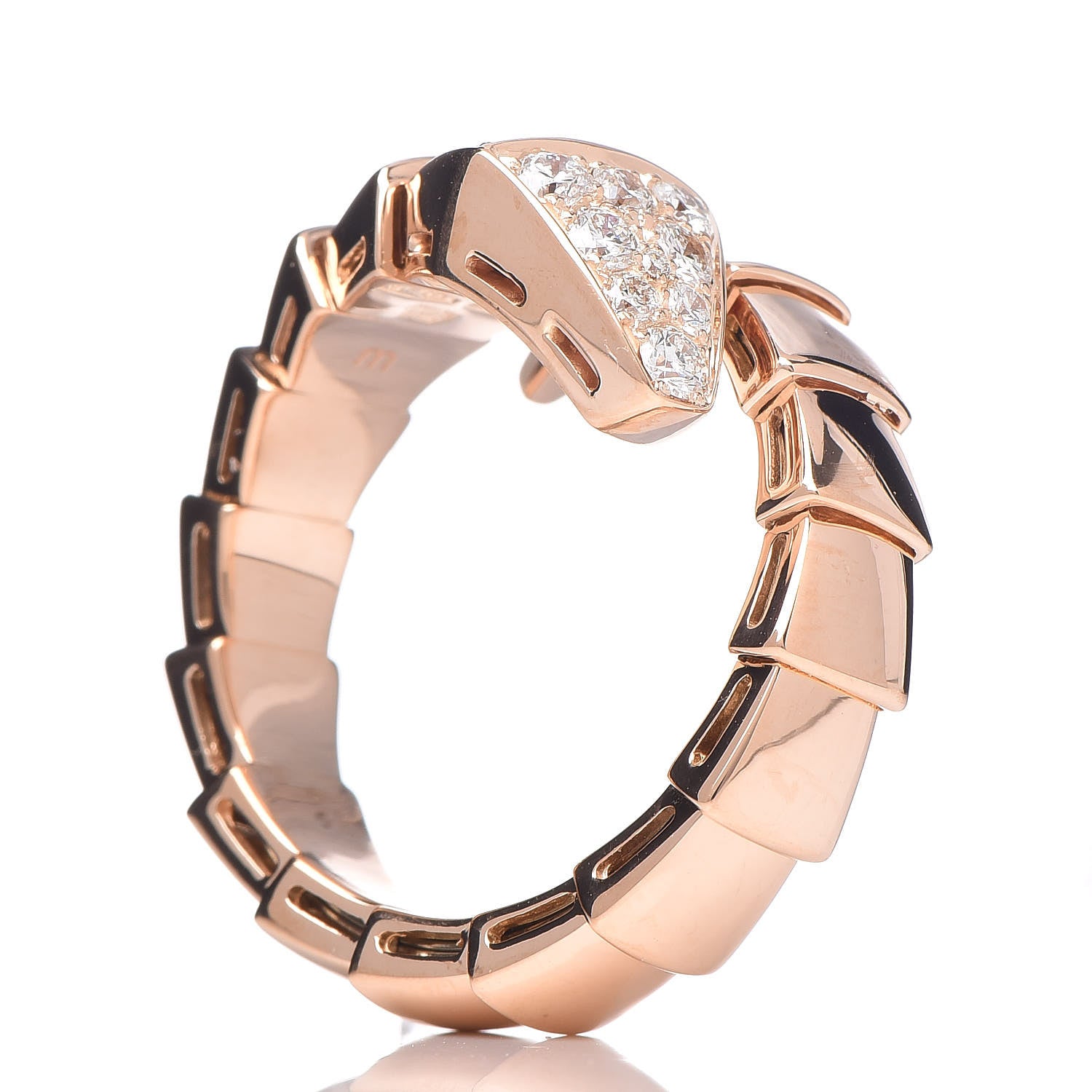 Bulgari 18K Rose Gold Diamond Serpenti Ring M 57 8 5 of 6