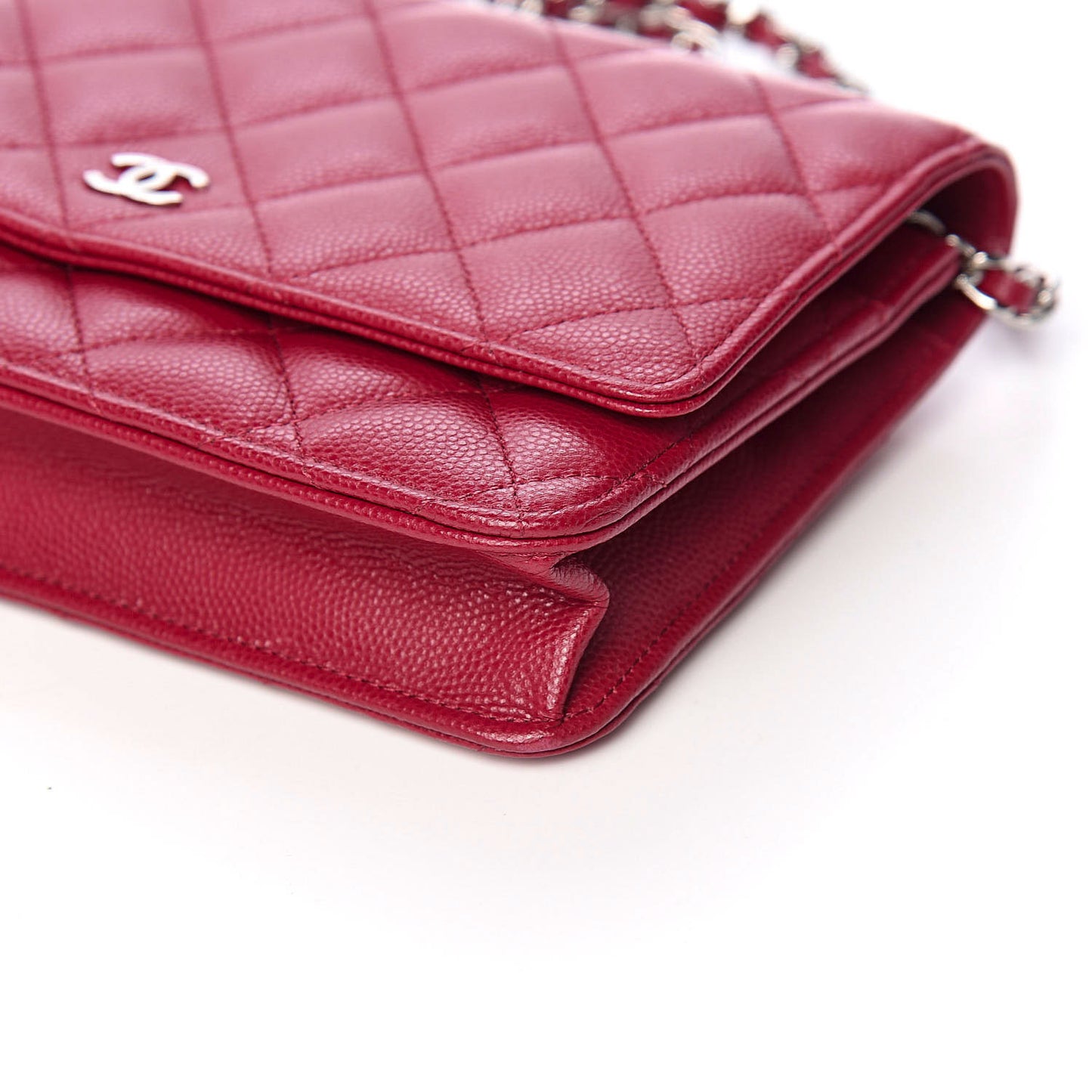 Caviar Quilted Wallet On Chain WOC Dark Pink