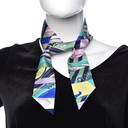 Hermes Silk Astrologie Nouvelle Twilly Rose Ivory Vert 2 of 4
