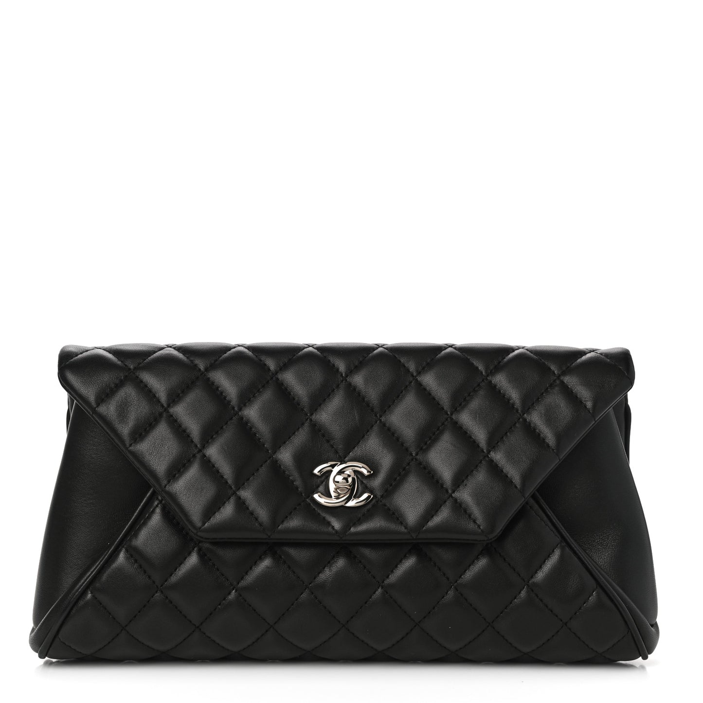 Lambskin Quilted Fold Up Again Clutch Black