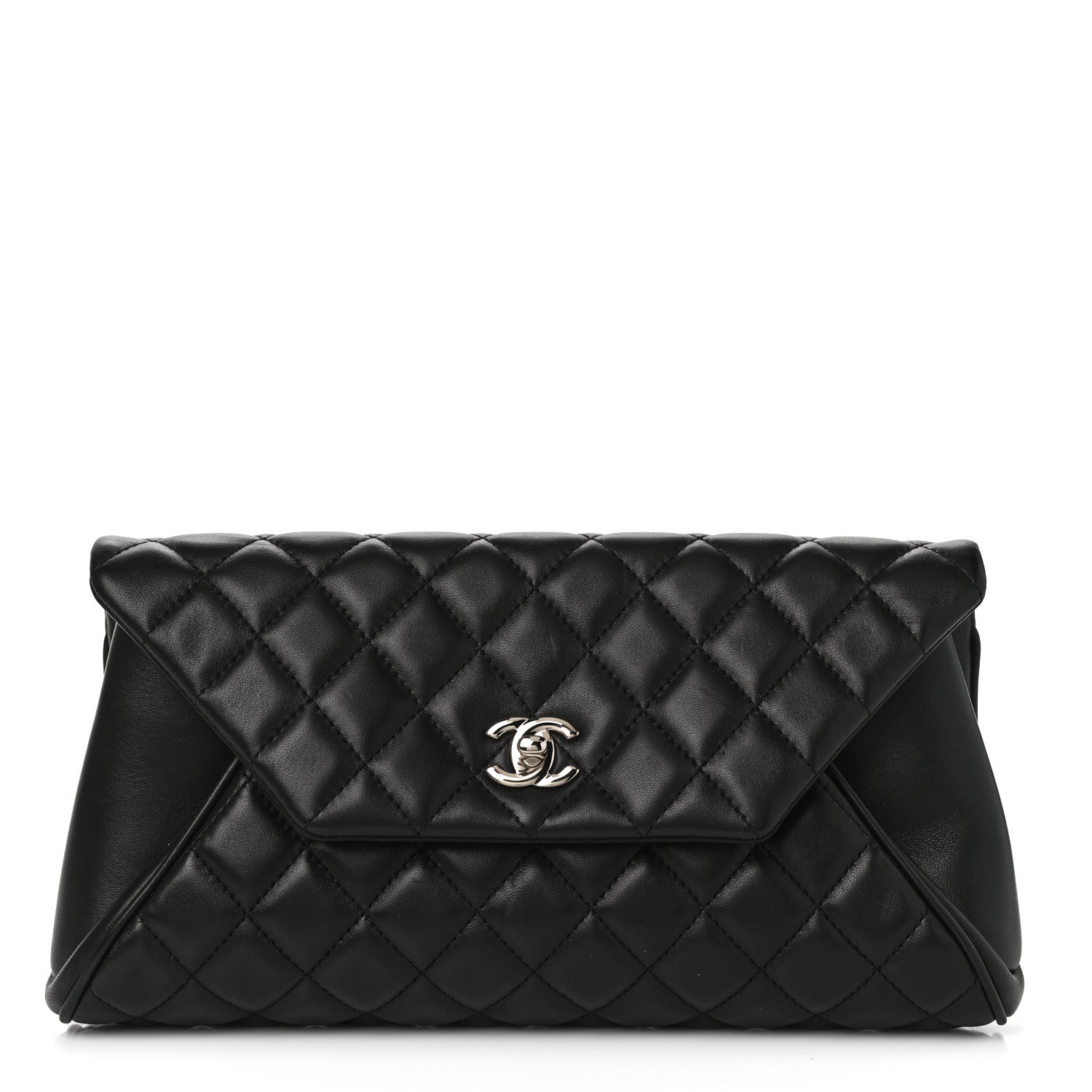 Chanel Lambskin Quilted Fold Up Again Clutch Black 1 of 10