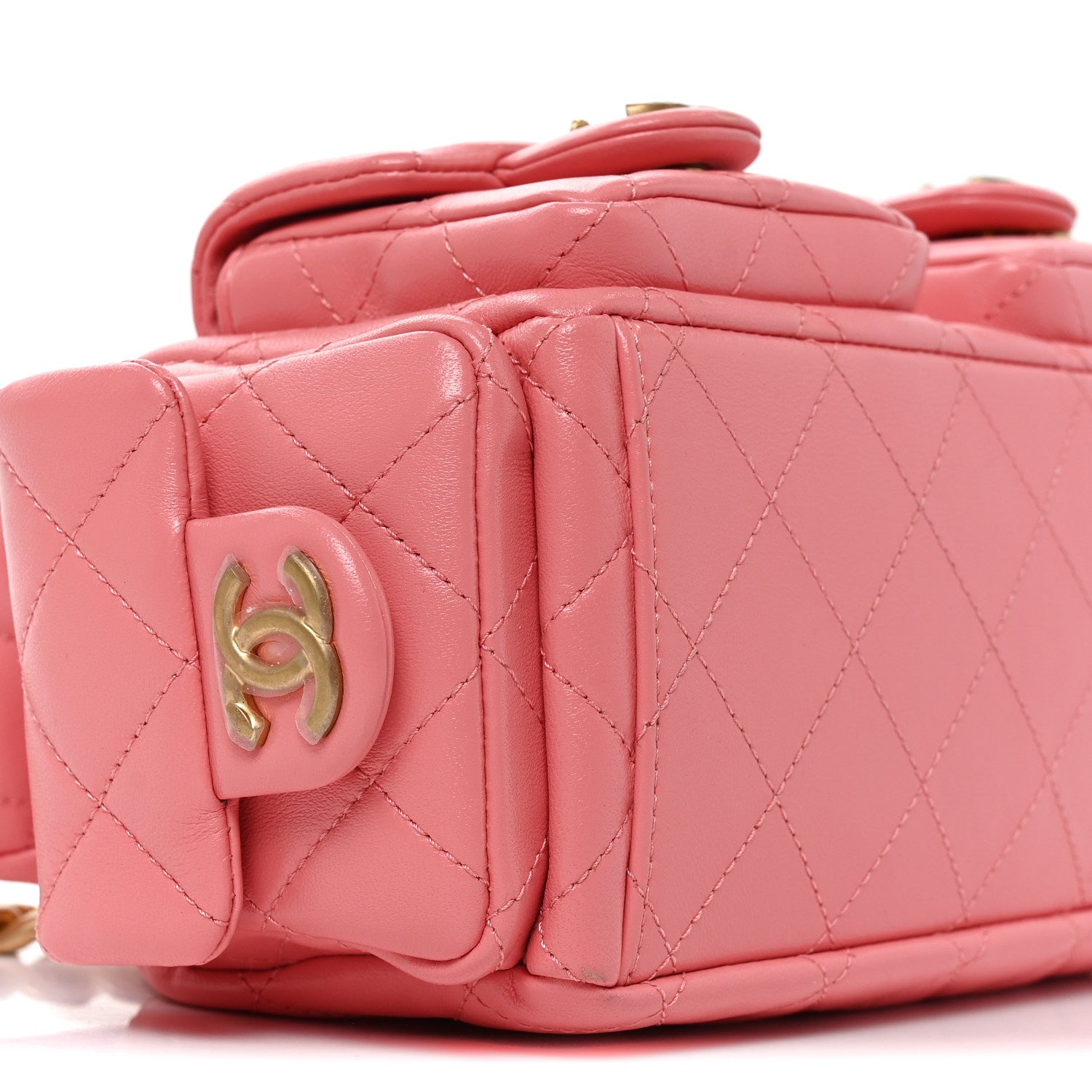 Chanel Shiny Lambskin Quilted Trendy Pockets Hobo Coral Pink 9 of 10