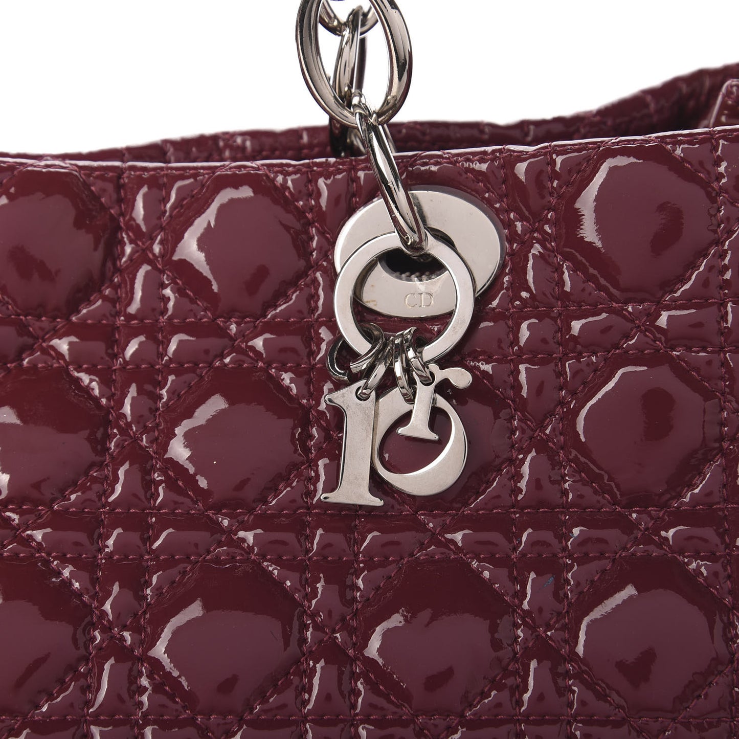 Patent Cannage Large Dior Soft Shopping Tote Dark Pink