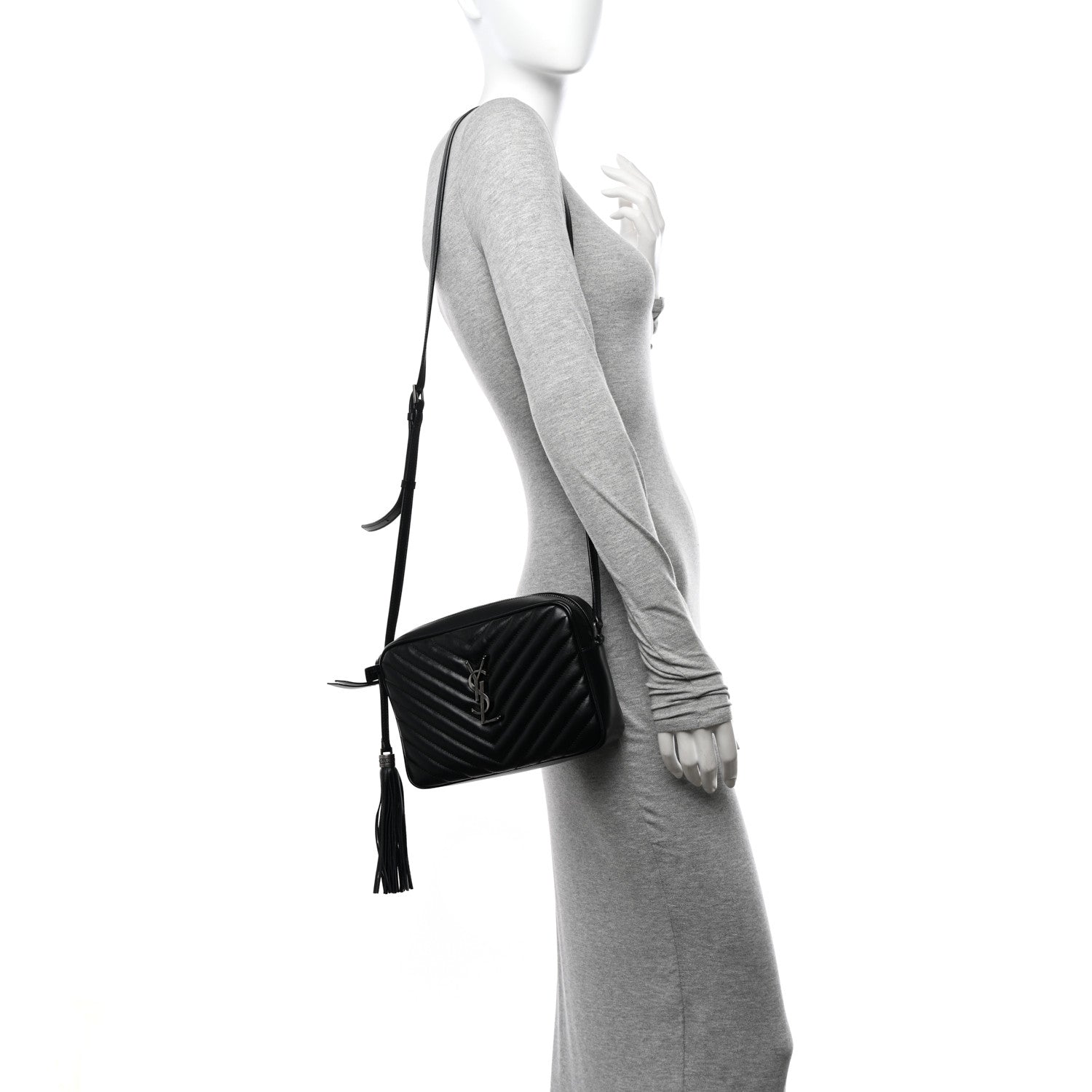 Saint Laurent Calfskin Matelasse Monogram Lou Camera Bag Black 2 of 10