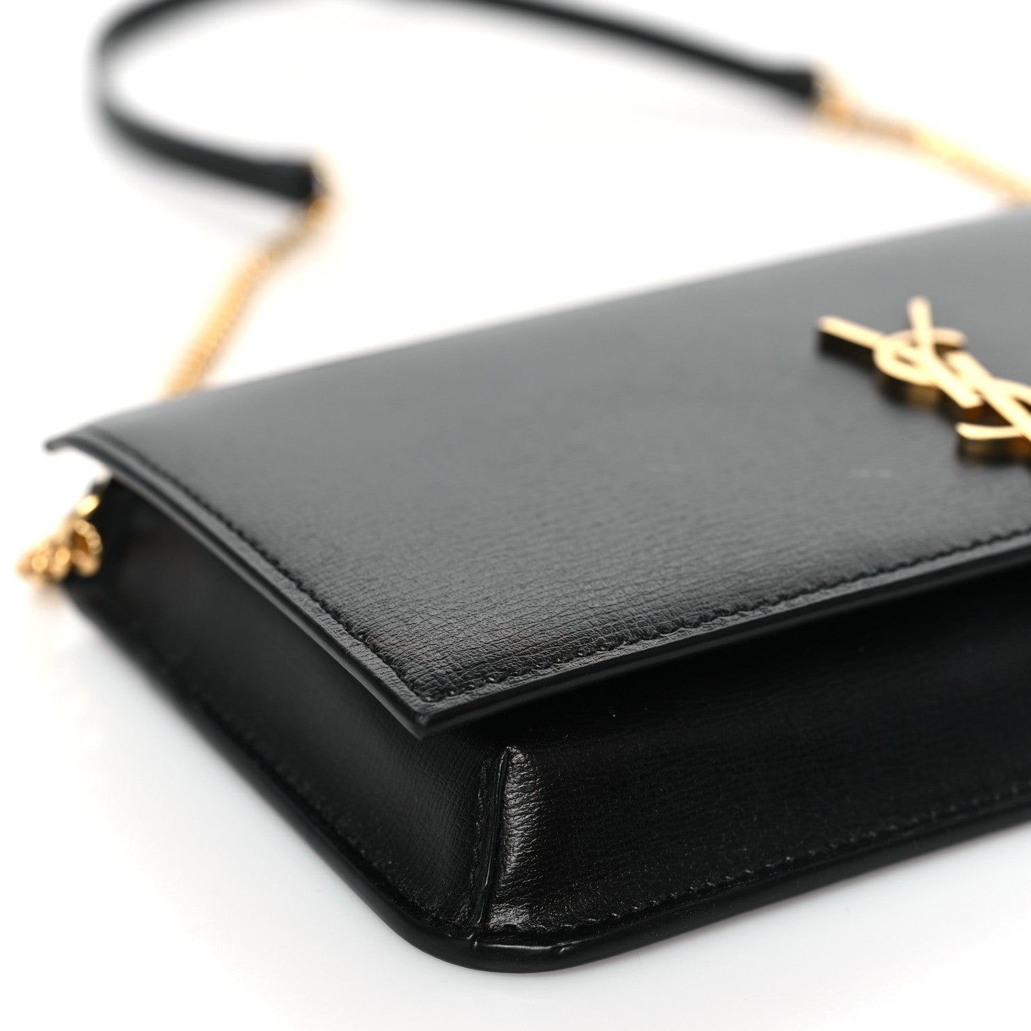 Saint Laurent Grained Calfskin Monogram Phone Holder Crossbody Black 8 of 10