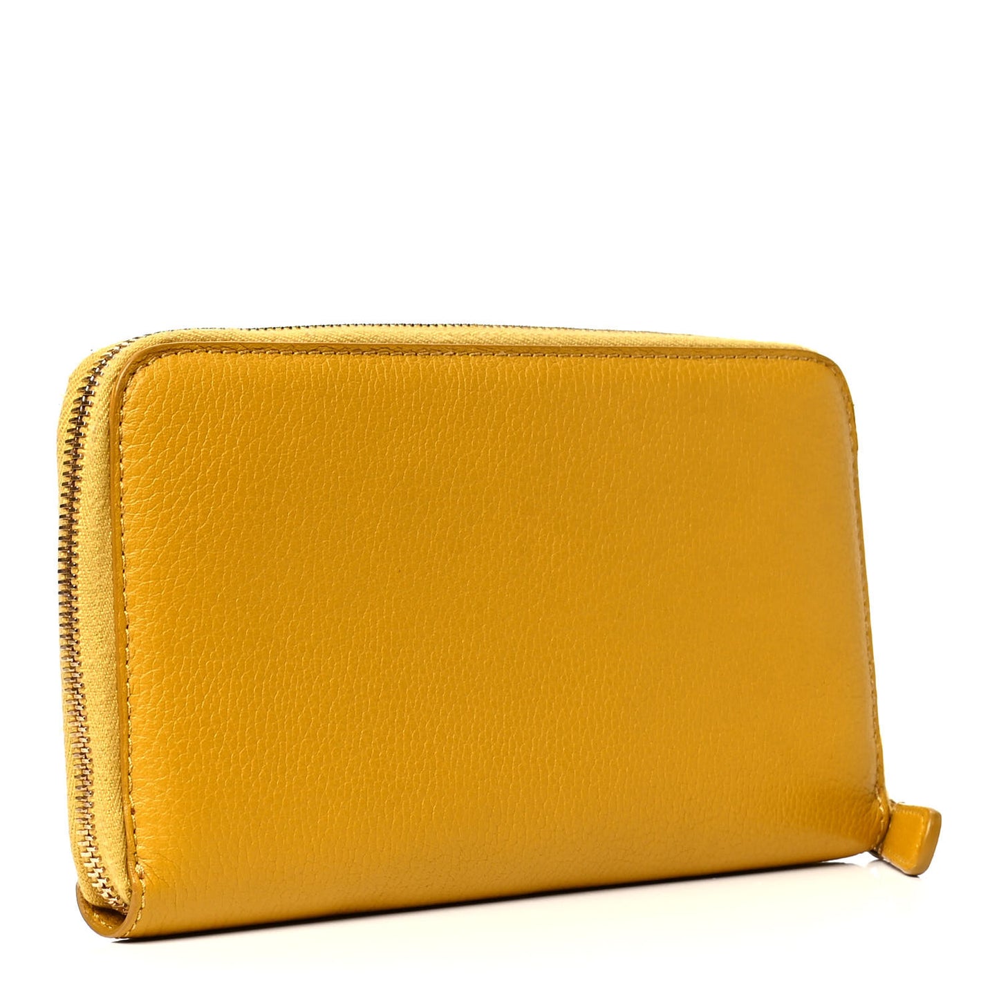 Grainy Calfskin Zip Around Wallet Yellow