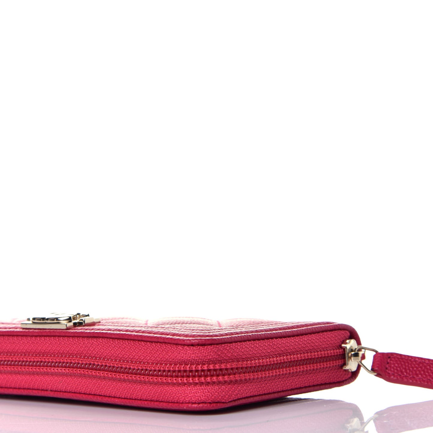 Caviar Quilted Small Boy Zip Around Wallet Fuchsia