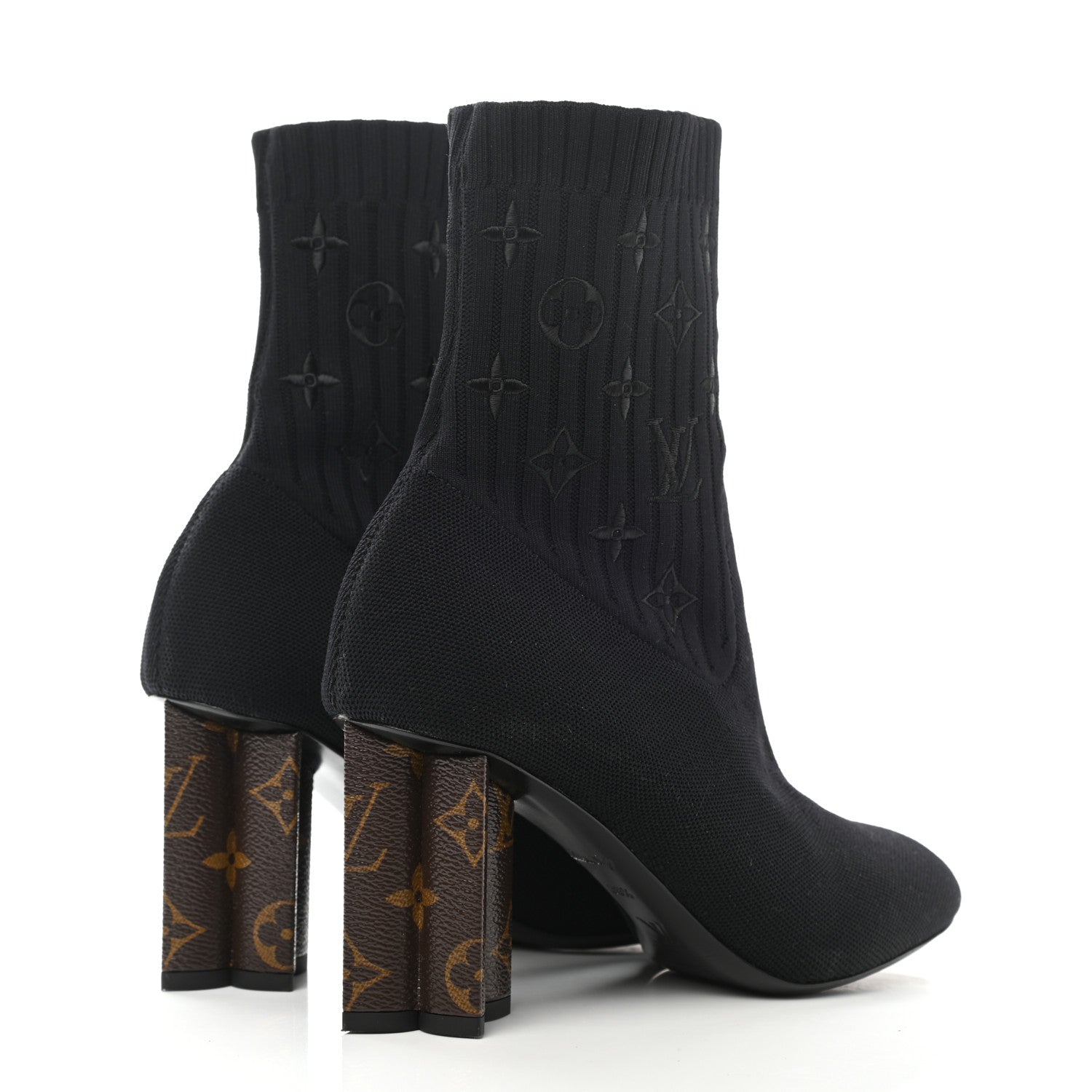 Louis Vuitton Monogram Stretch Fabric Silhouette Ankle Boots 38.5 Black 4 of 8