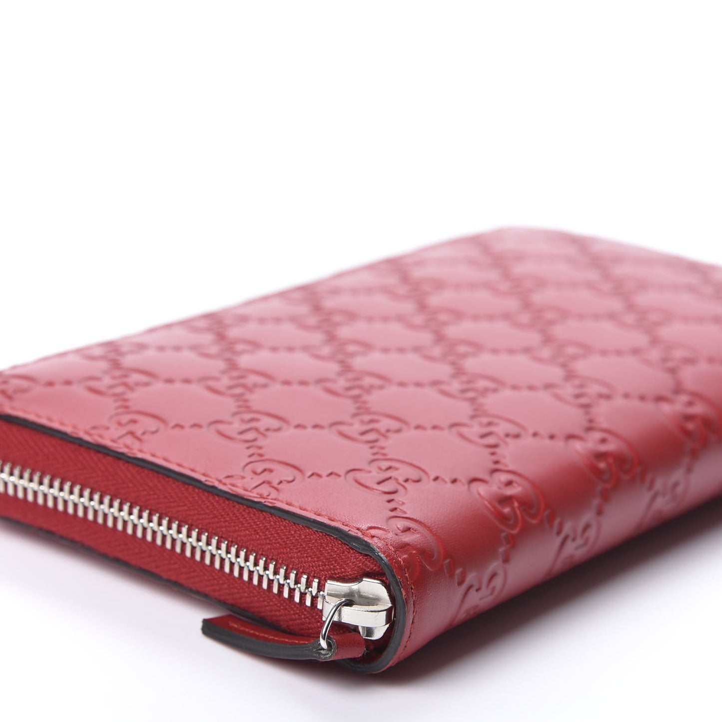 Guccissima Signature Zip Around Organizer Wallet Hibiscus Red